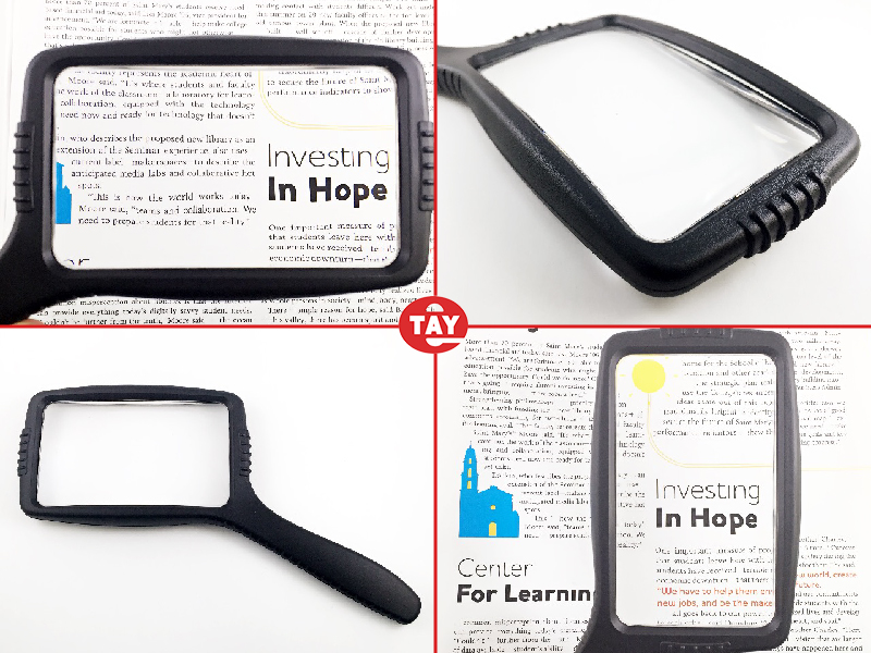 塑料鏡架的手持式放大鏡,方形放大鏡擴大閱讀視野