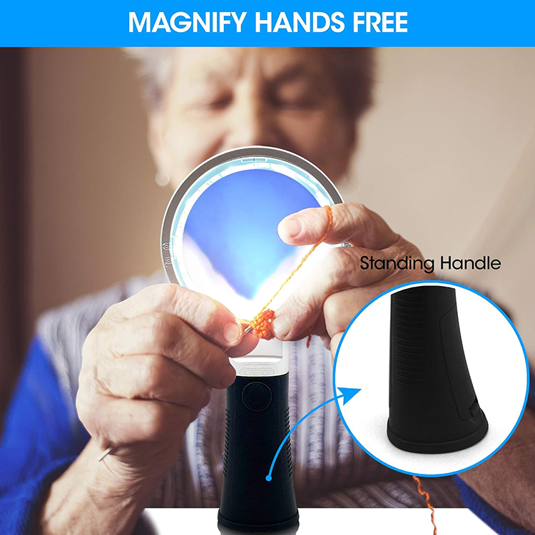 10X Lighted Magnifying Glass with Ergonomic Standing Handle 10x lighted magnifying glass hands free
