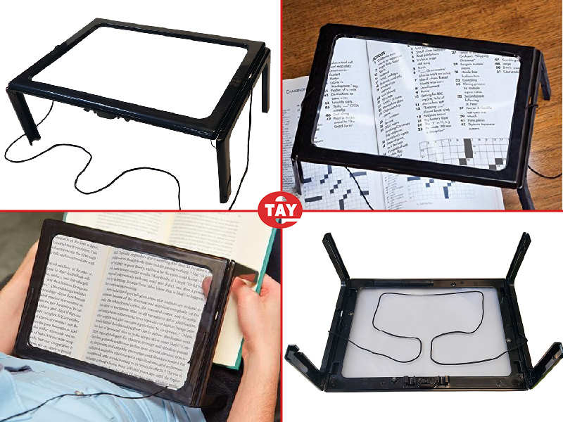 Full Page Lighted Reading Magnifier - E-TAY Industrial Co., Ltd. Full Page Lighted Reading Magnifier, Hands-Free Magnifier with 4 LED Lights, 3X Hands-Free Magnifier with Lights for Reading, Magpro