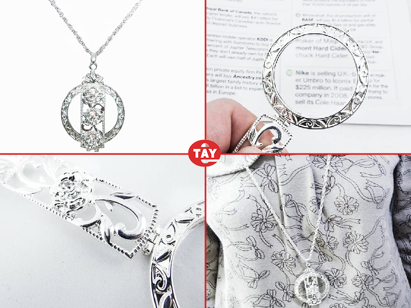 折疊式設計放大鏡項鍊, 4倍玫瑰項鍊放大鏡, 折疊放大鏡項鍊, 銀髮族時尚配件, 俞泰光學