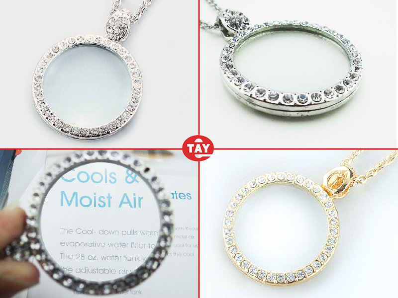 4倍水鑽銀墜飾項鍊放大鏡, 4倍水鑽放大鏡項鍊, 長輩送禮推薦, 銀髮族禮物首選, 俞泰光學