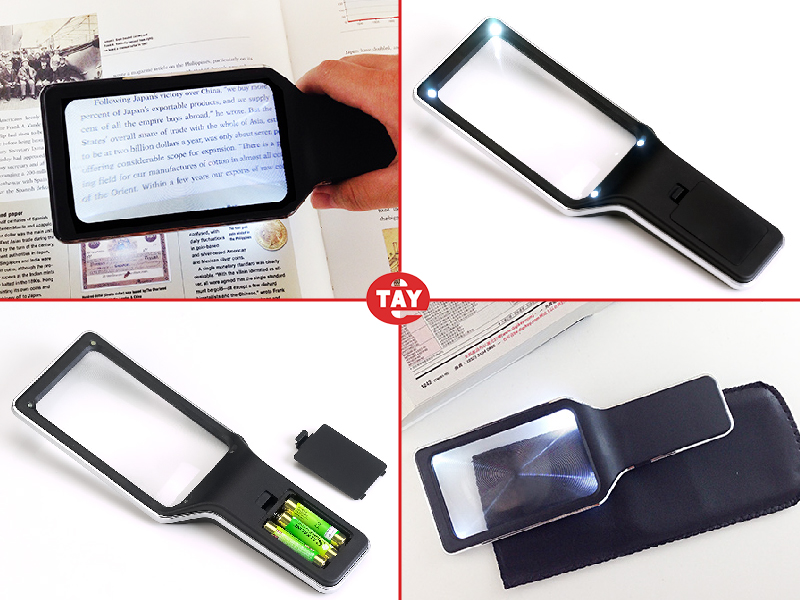 3X Rectangular lighted magnifying glass magnifying glass with light , Rectangular lighted magnifying glass