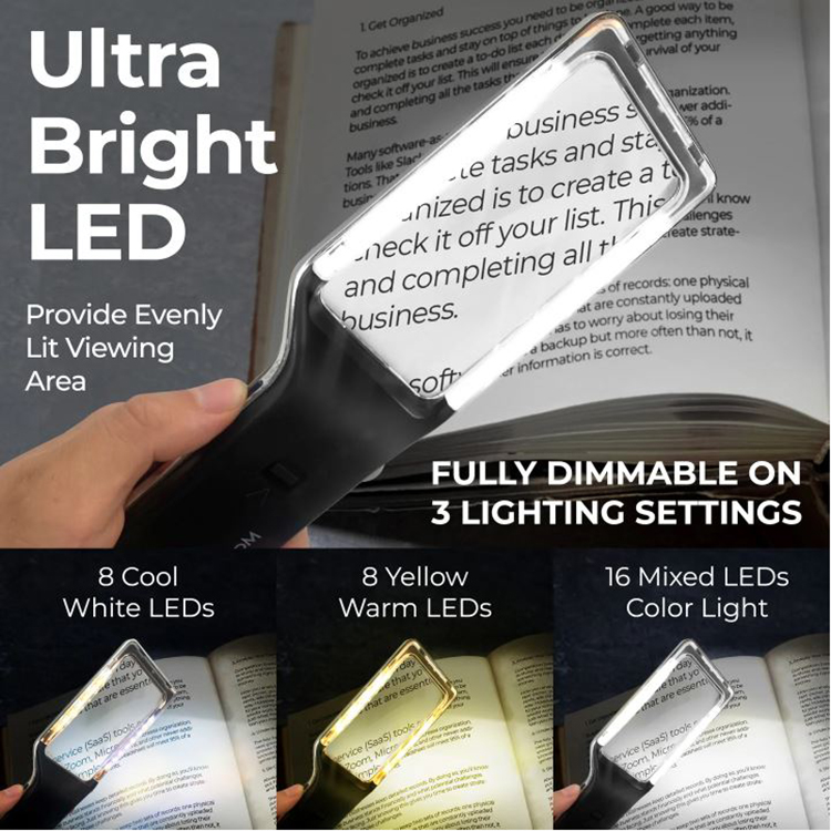 4倍LED燈放大鏡三色調光照明