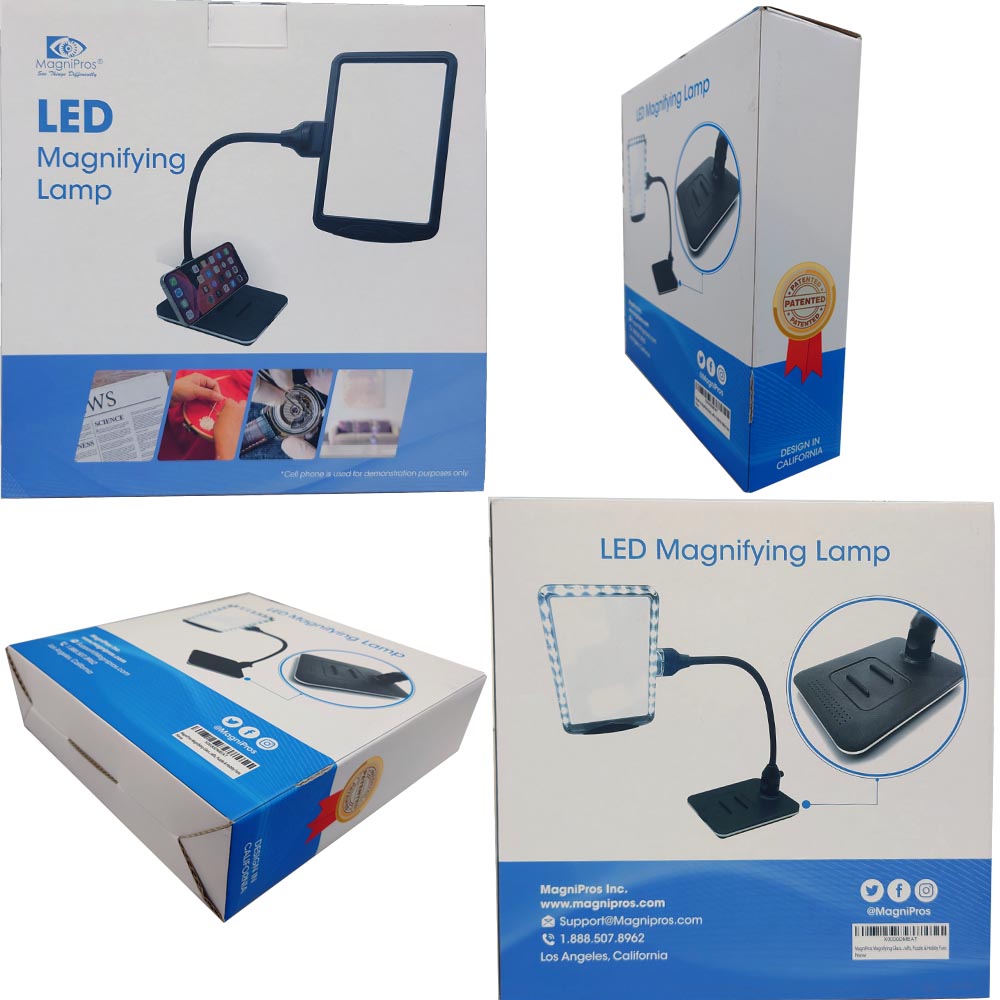 3x magniyfing glass with light and stand box packing