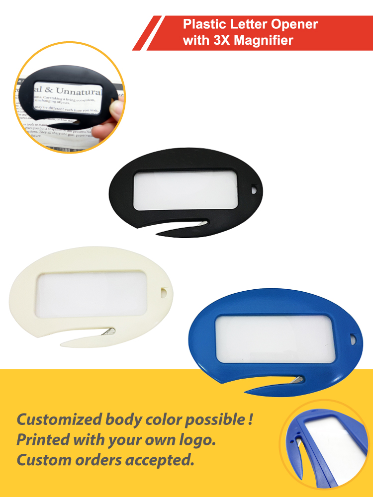3倍放大鏡的高品質塑料拆信刀促銷宣傳品