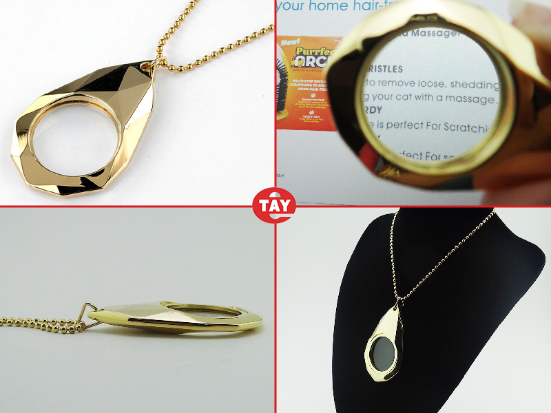 4倍水滴造型項鍊放大鏡, 金色水滴造型放大鏡項鍊, 長輩送禮推薦, 銀髮族禮物首選, 俞泰光學